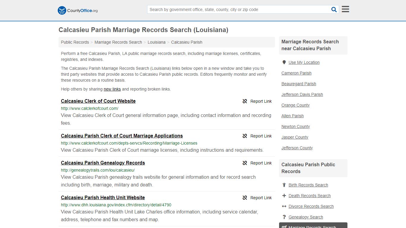 Marriage Records Search - Calcasieu Parish, LA (Marriage Licenses ...